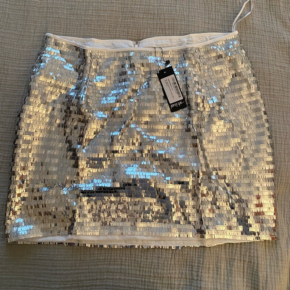Nasty gal Sequin mini pelmet skirt silver